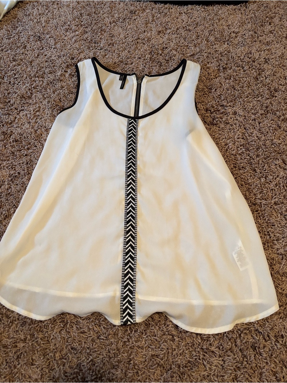 Maurices White Sleeveless Chiffon Camisole with Black Trim